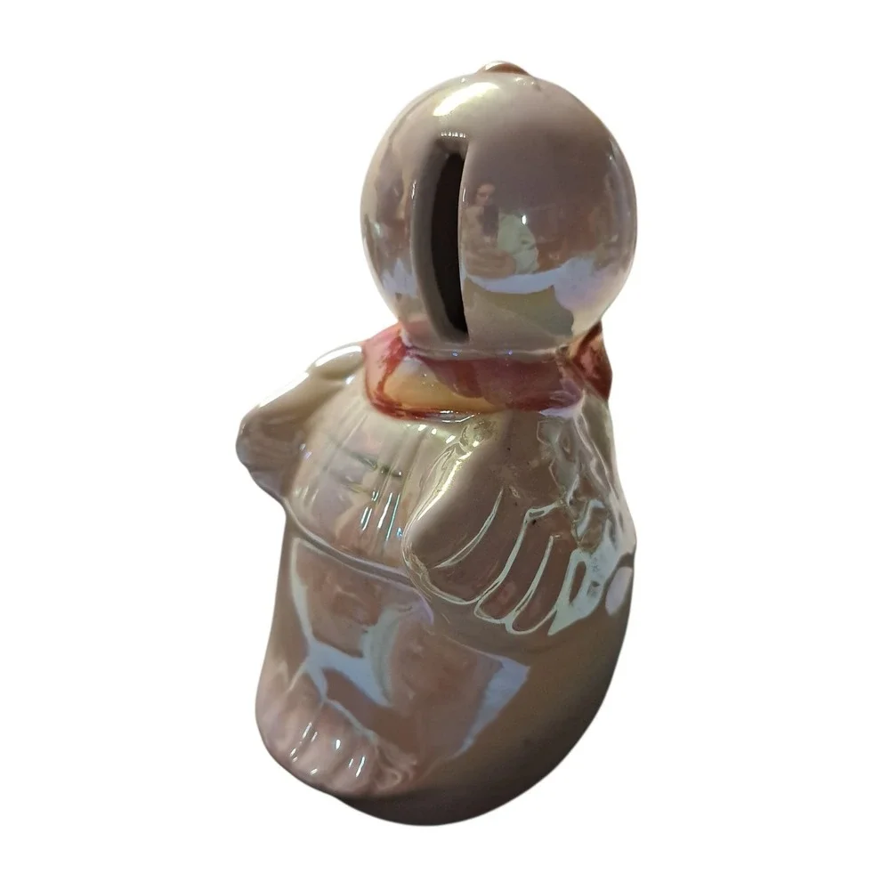 Hand Painted Lusterware Duck Bank Bow Tie Vest Iridescent Spring‎ Easter 5